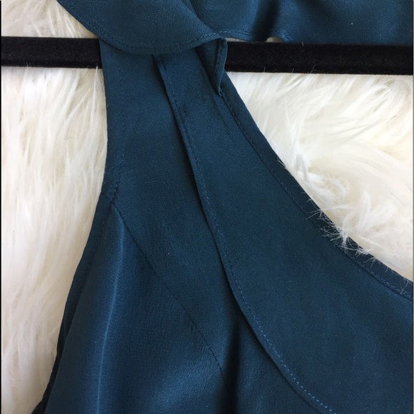 Dark aquamarine Ruffle Neck Mini Dress Size 0 - Picture 3 of 8